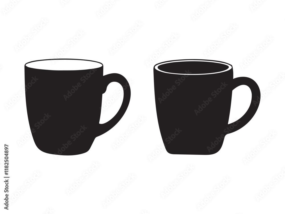 Two Simple Black Coffee Mugs Two Simple Black Coffee Mugs