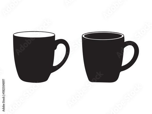 Two Simple Black Coffee Mugs