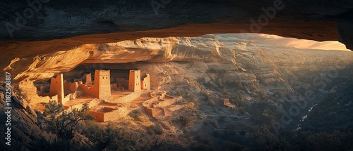 Ancient Ruins Sunrise Canyon View photo