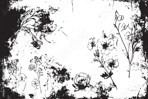 a grunge smilecore gothic flower poster with vintage touches