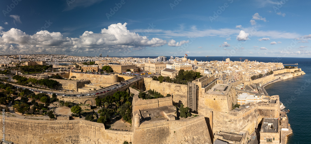 Aerial footage in Malta during winter holidays.