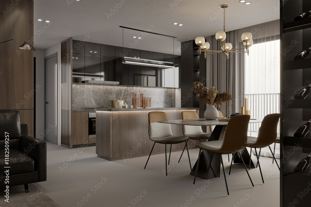 Fototapeta premium 3d render modern living room