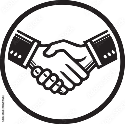 Hand shake vector black and white (symbol of two people meeting and friendship) vectors image of hand shake