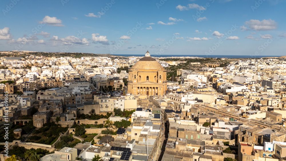 Aerial footage in Malta during winter holidays.