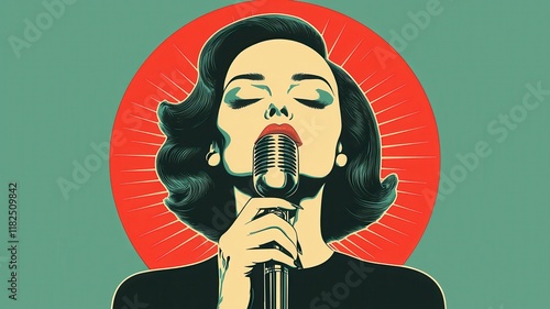 Glamorous jazz singer art deco poster visatuk gigapixel resolution captivating vintage style artistic environment