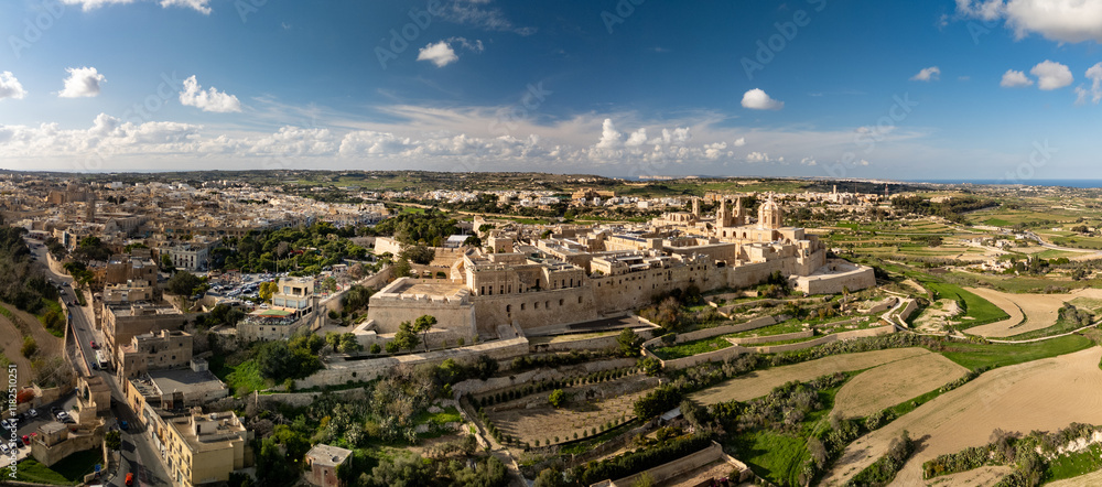 Aerial footage in Malta during winter holidays.
