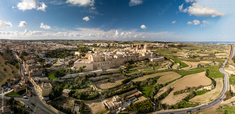 Aerial footage in Malta during winter holidays.