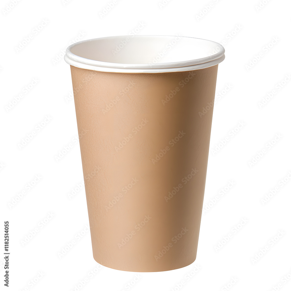 Brown paper coffee cup mock up isolated on a white background Brown paper coffee cup mock up isolated on a white background