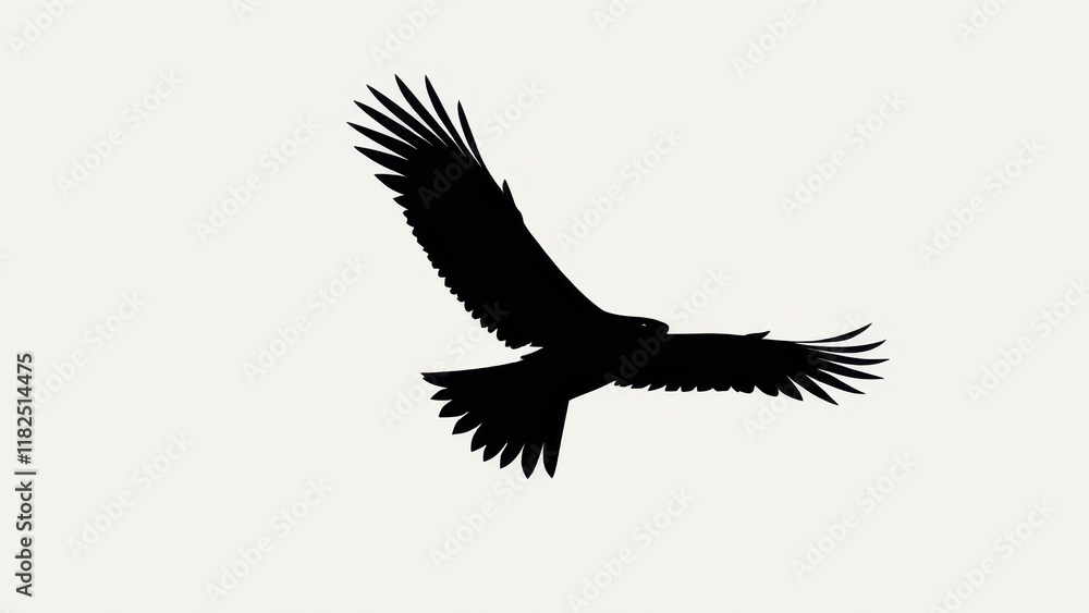 Bold silhouette of a bird soaring in the sky, perfect for nature and wildlife designs. Bold silhouette of a bird soaring in the sky, perfect for nature and wildlife designs.