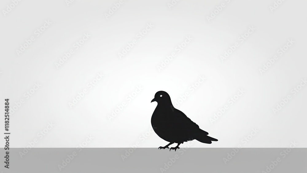 Obraz premium Silhouette of a bird on a post with a soft background, ideal for symbolic art.