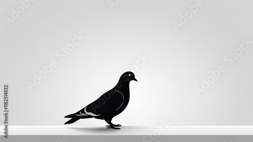 Silhouette of a bird on a post with a soft background, ideal for symbolic art. photo