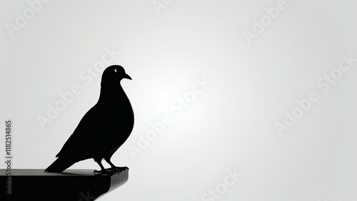 Silhouette of a bird on a post with a soft background, ideal for symbolic art. photo