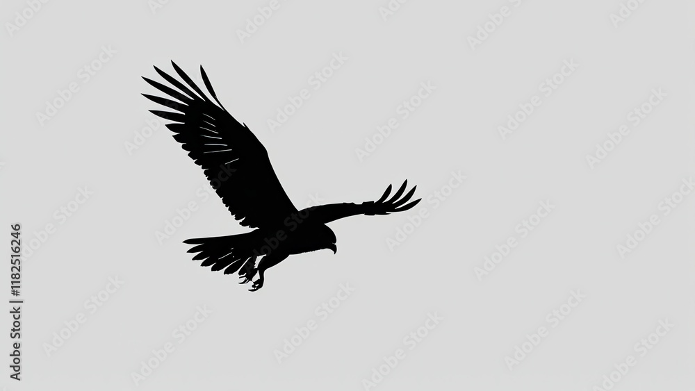 Fototapeta premium Majestic eagle silhouette soaring with outstretched wings, perfect for nature themes.