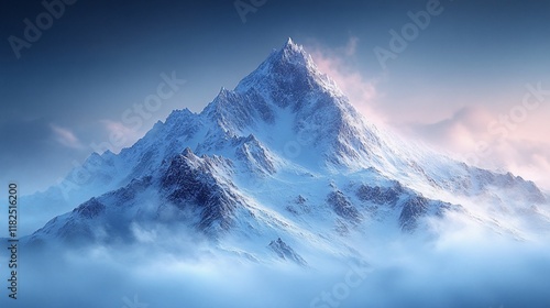 Wallpaper Mural Majestic Snowcapped Mountain Peak Enveloped In Mist Torontodigital.ca