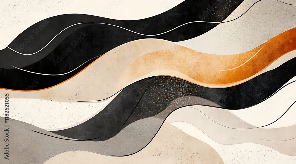Abstract Wavy Lines in Earthy Tones and Black Abstract Wavy Lines in Earthy Tones and Black