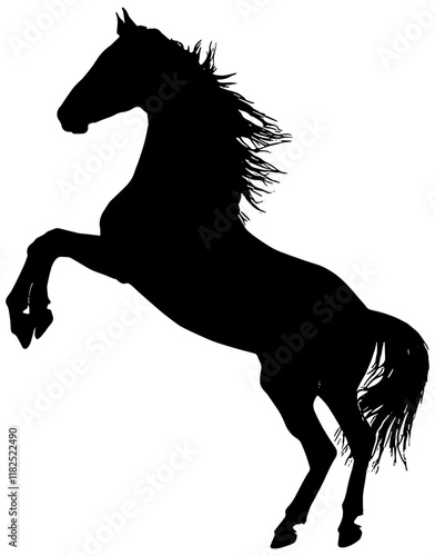 Silhouette of a horse rearing up, isolated 
