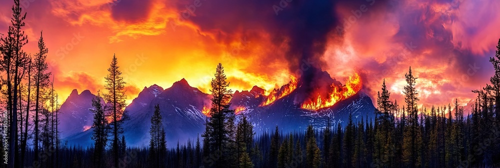 forest fire concept with burning woods forest fire concept with burning woods