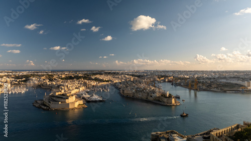 Aerial footage in Malta during winter holidays.	