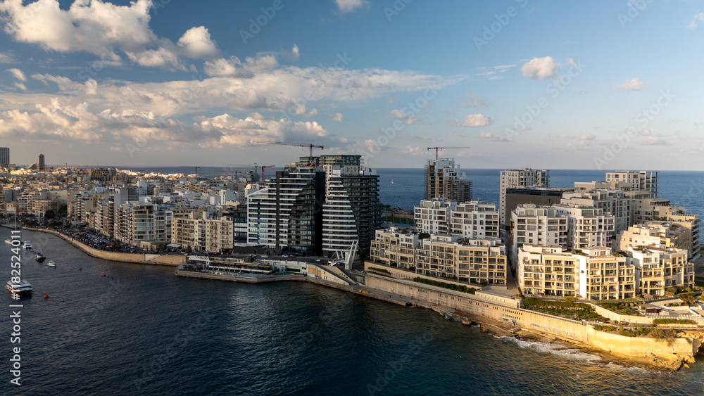 Aerial image in Malta during winter holidays.