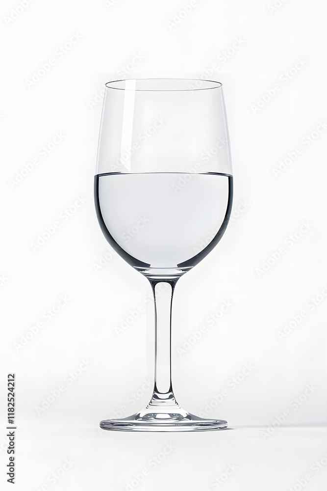 A clear wine glass filled with pure water isolated on white background A clear wine glass filled with pure water isolated on white background
