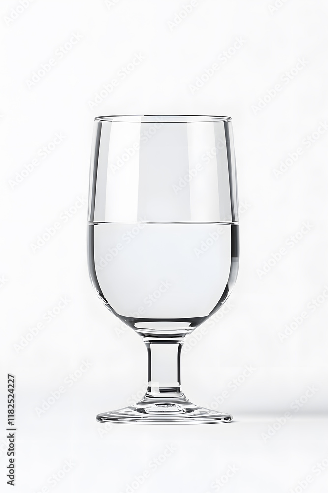 A clear wine glass filled with pure water isolated on white background A clear wine glass filled with pure water isolated on white background