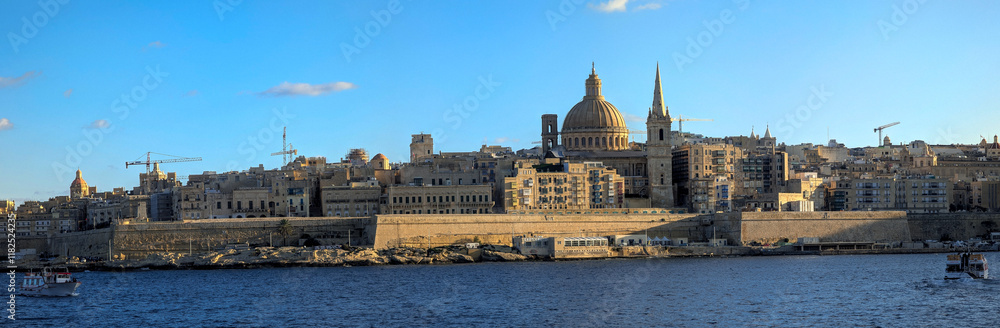 Aerial panorama in Malta during winter holidays.