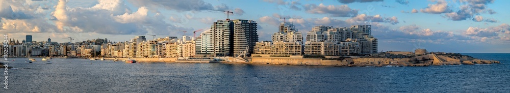 Aerial footage in Malta during winter holidays.