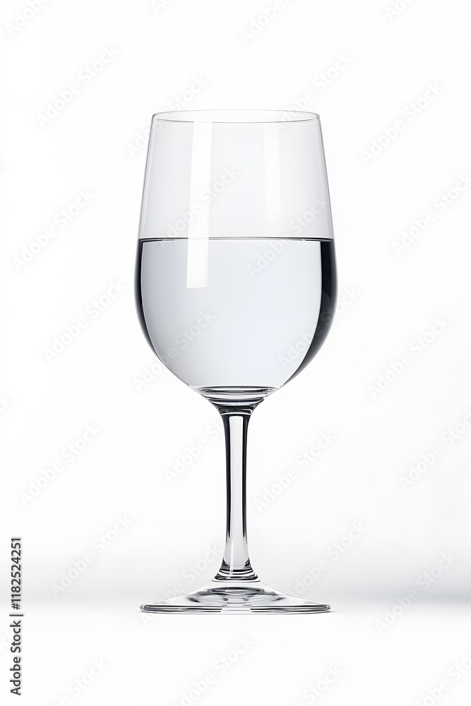 A clear wine glass filled with pure water isolated on white background A clear wine glass filled with pure water isolated on white background