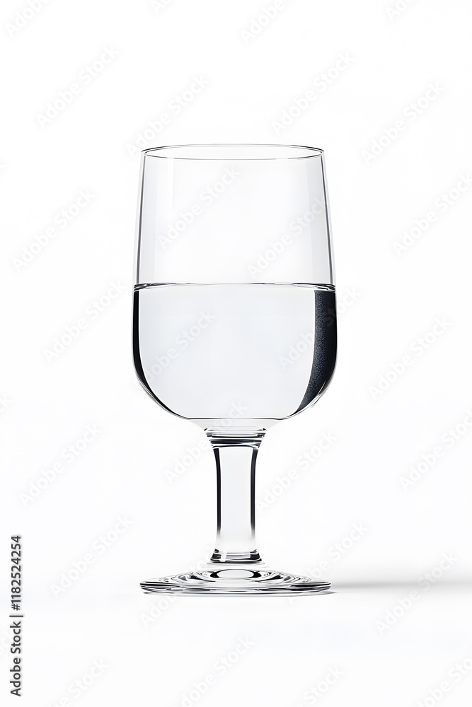 A clear wine glass filled with pure water isolated on white background A clear wine glass filled with pure water isolated on white background