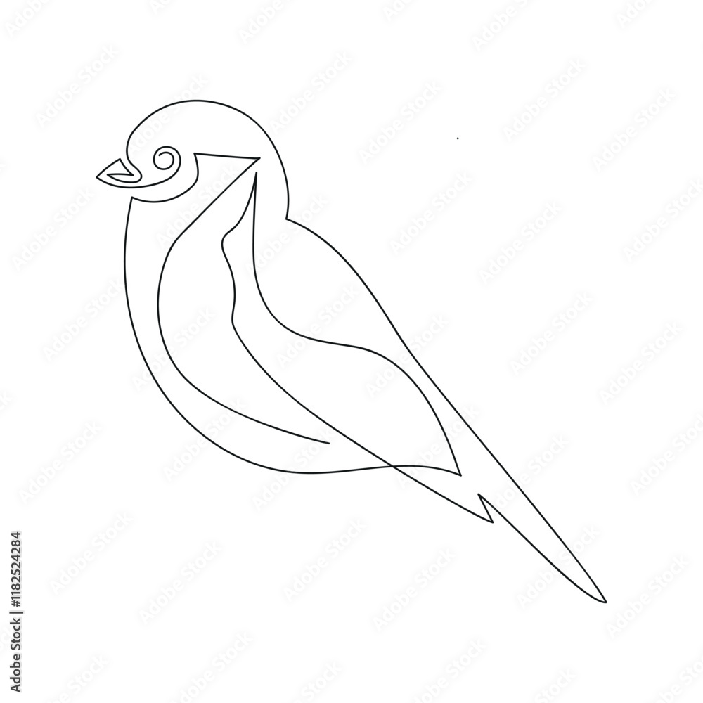 Bird in one continuous line. One line drawing, minimalism. Vector illustration. Bird in one continuous line. One line drawing, minimalism. Vector illustration.