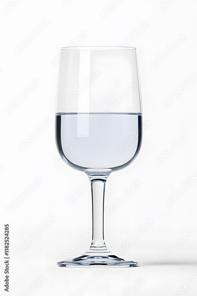 A clear wine glass filled with pure water isolated on white background A clear wine glass filled with pure water isolated on white background