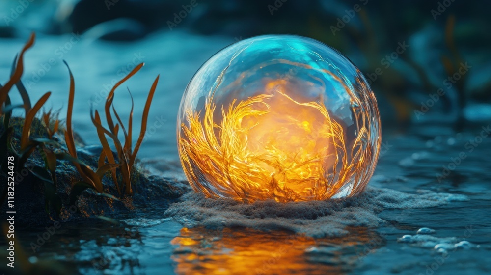 Luminous Pearl Orb Submerged in Aquatic Depths, ethereal glow illuminating surrounding waters, enchanting underwater realm Luminous Pearl Orb Submerged in Aquatic Depths, ethereal glow illuminating surrounding waters, enchanting underwater realm