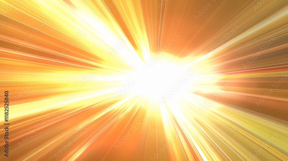 Abstract Golden Rays Burst Background, Bright Sunbeam Explosion, Radiating Light Effect
