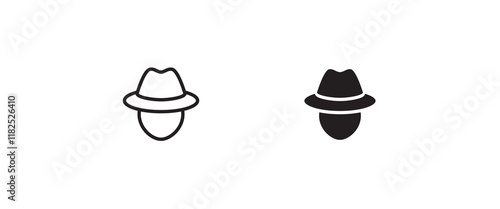 Avatar man in a hat icons , Secret service agent, Spy man icon Wanted button, vector, sign, symbol, logo, illustration, editable stroke, flat design style isolated on white