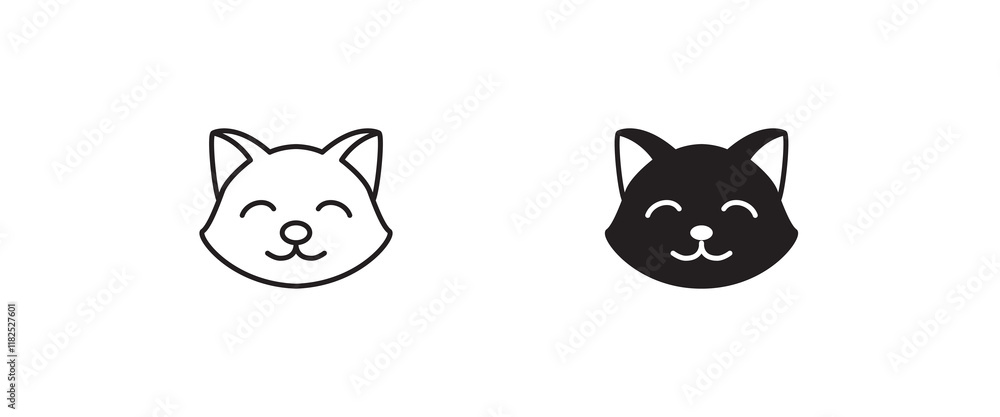 cat head icon, kitten icons button, vector, sign, symbol, logo, illustration, editable stroke, flat design style isolated on white cat head icon, kitten icons button, vector, sign, symbol, logo, illustration, editable stroke, flat design style isolated on white