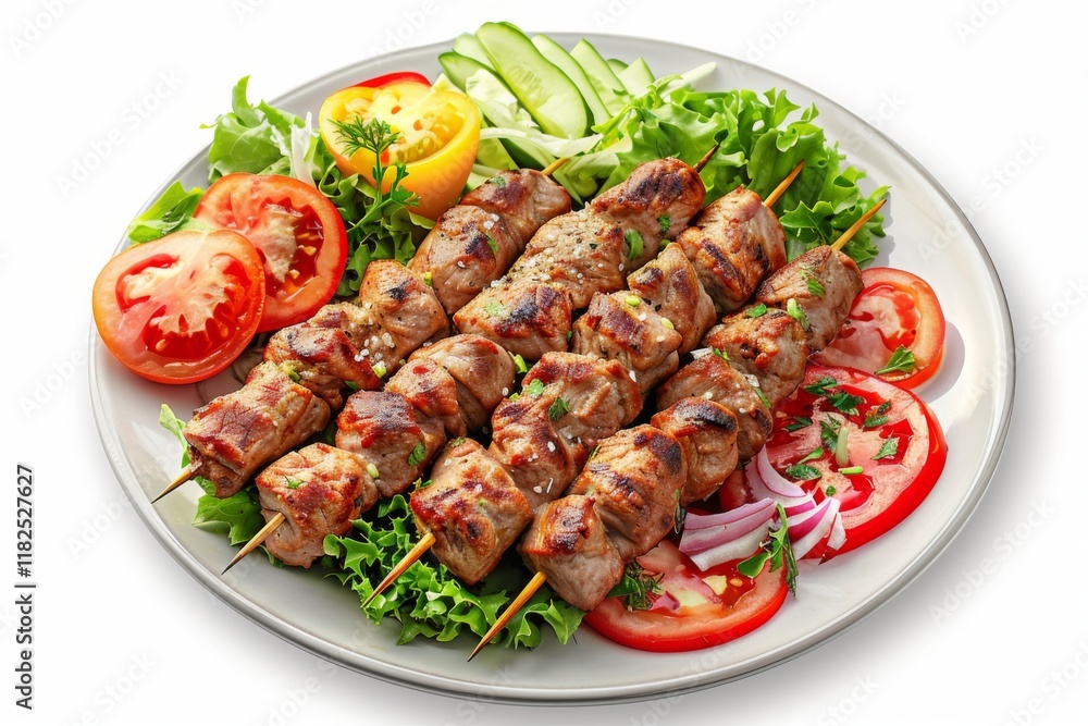 Delicious Turkish Kebabs on Plate Delicious Turkish Kebabs on Plate