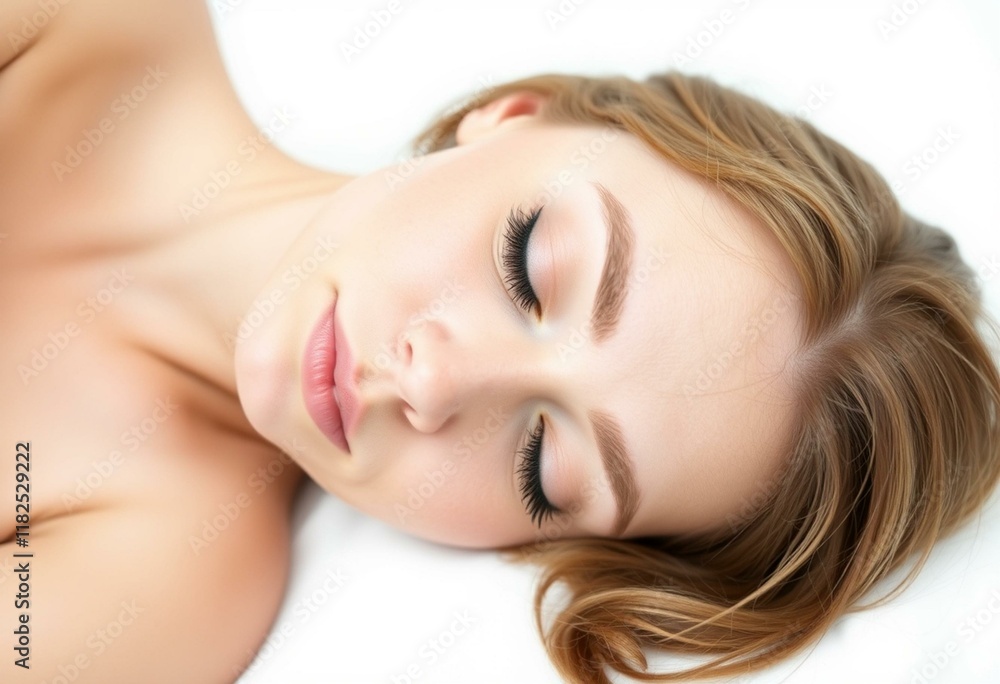 Portrait of a sleeping female with a gentle expression