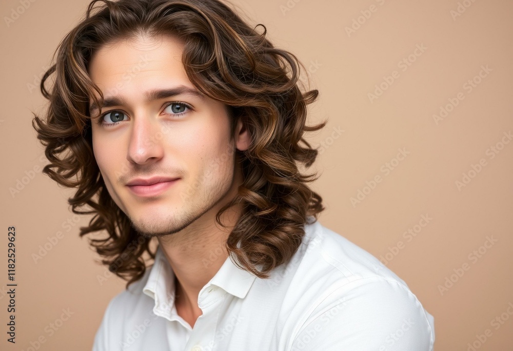 Portrait of a thoughtful male with long hair Portrait of a thoughtful male with long hair