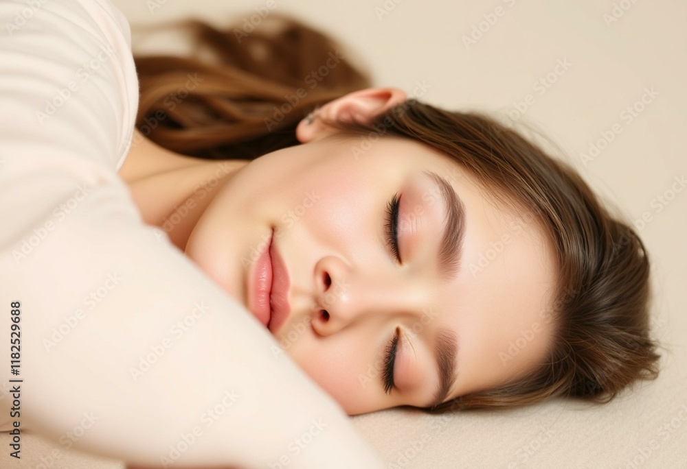 Female sleeping person with a peaceful expression Female sleeping person with a peaceful expression