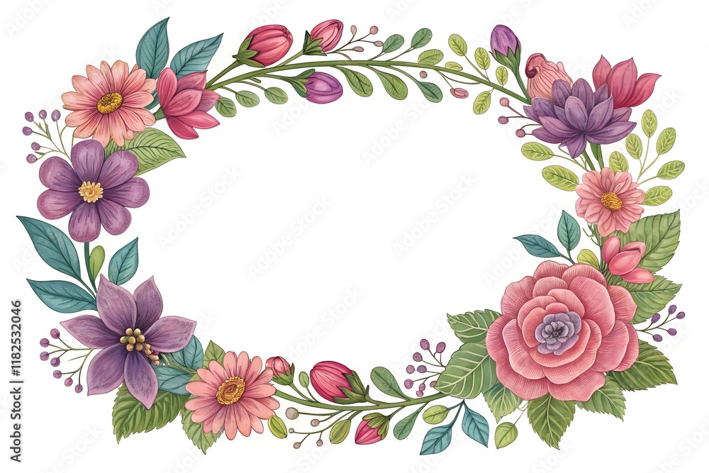 Floral Circle Frame for Decorative Use