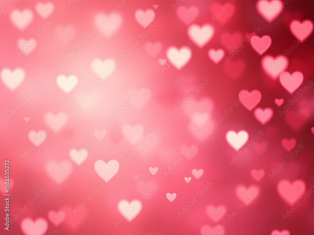 Blurred pink and red background with glowing hearts. Blurred pink and red background with glowing hearts.
