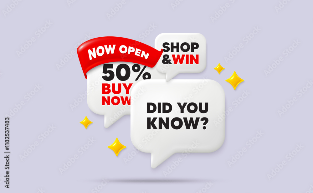 Did you know speech bubbles. Now open flag ribbon. Did you know tag. Special offer question sign. Interesting facts symbol. Discount chat bubbles with 3d sparkles. Vector Did you know speech bubbles. Now open flag ribbon. Did you know tag. Special offer question sign. Interesting facts symbol. Discount chat bubbles with 3d sparkles. Vector