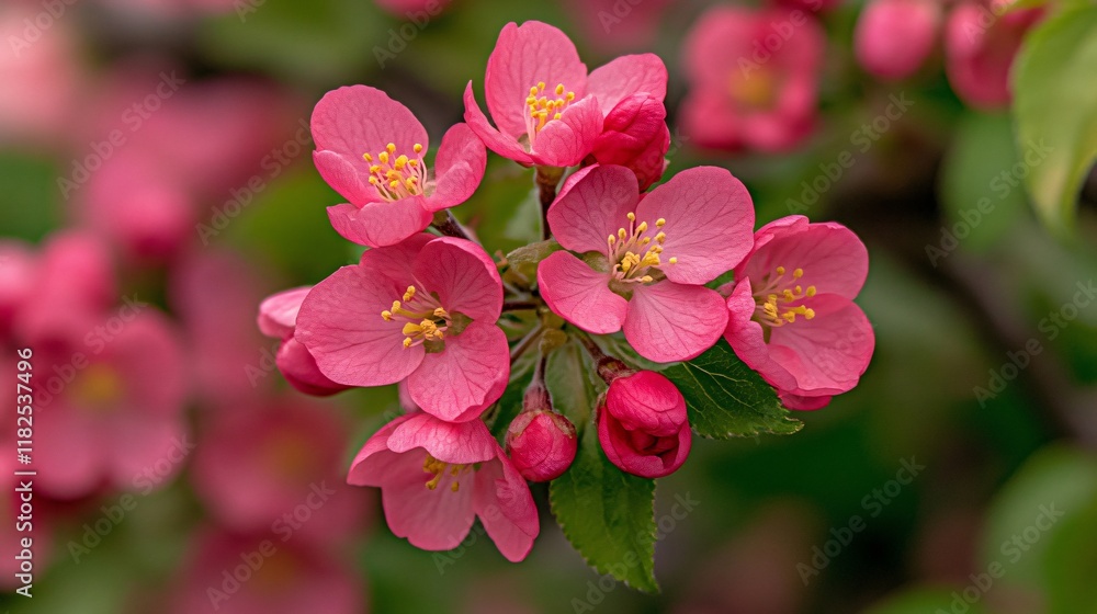 Vibrant Pink Apple Blossoms Close Up Spring Flowers Vibrant Pink Apple Blossoms Close Up Spring Flowers