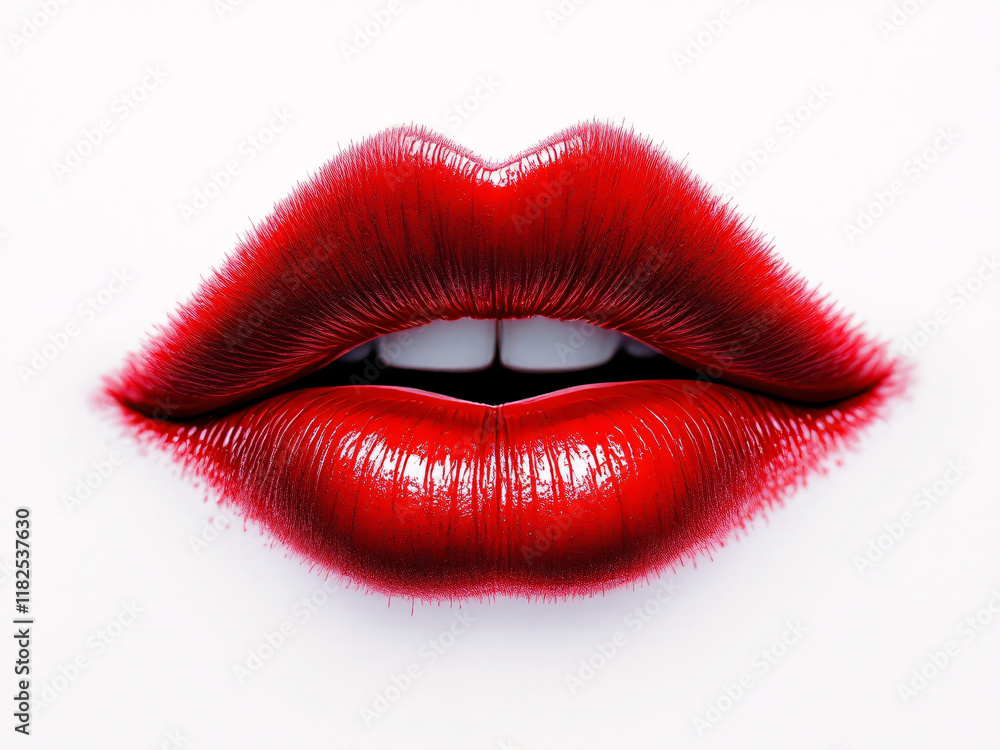 Sensual red lips with glossy shine, close-up beauty. Sensual red lips with glossy shine, close-up beauty.