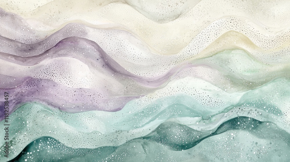 Naklejka premium Soft watercolor pastel design of mint green and lavender textures abstract art home decor calm environment artistic perspective