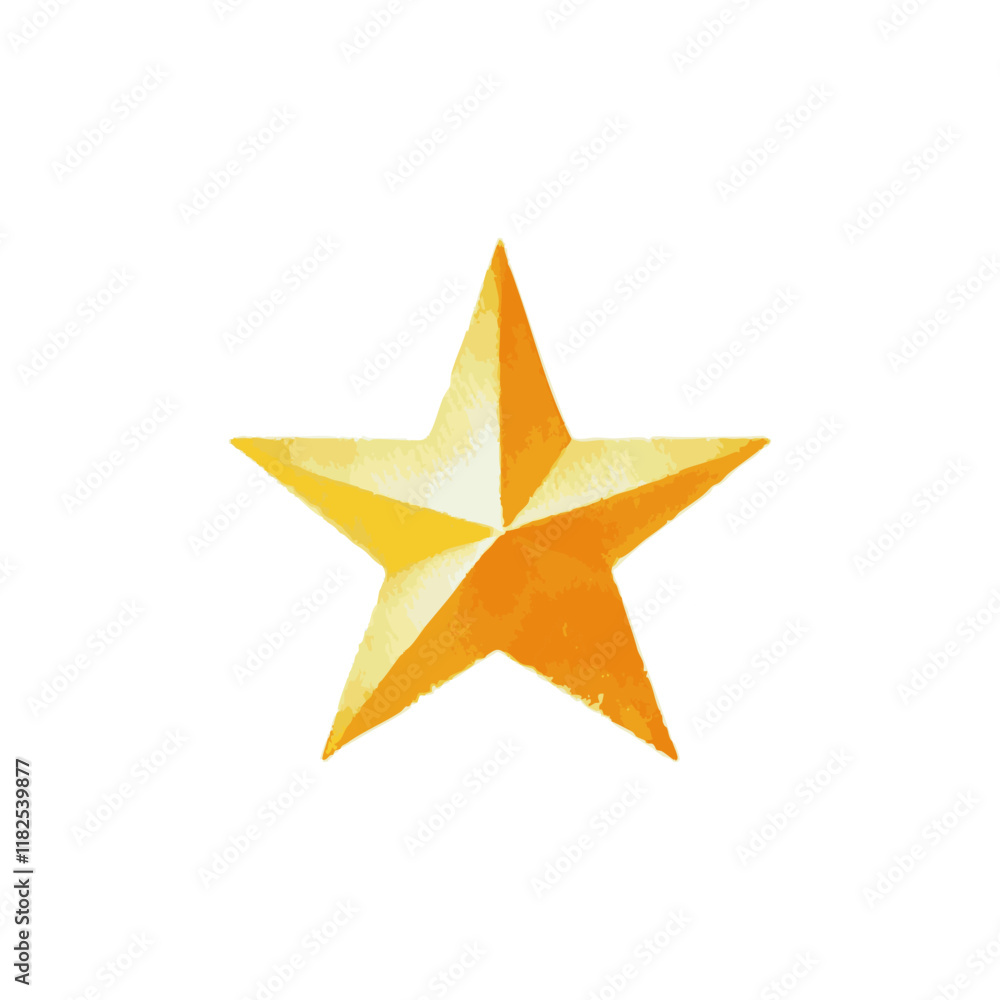 Obraz premium Star Watercolor Illustration. Vector golden star icon, isolated on white background.
