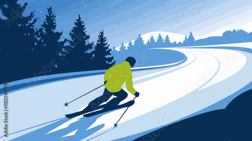 a silhouette vector illustration of a person skiing