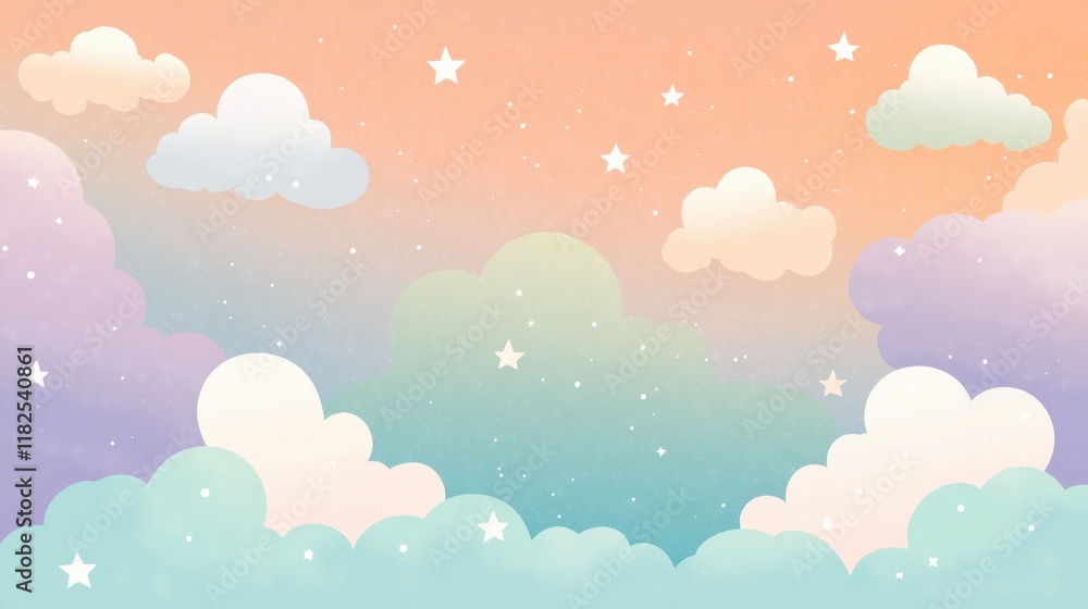 Serene starry evening with fluffy clouds over lavender pastures dreamy landscape magical atmosphere Serene starry evening with fluffy clouds over lavender pastures dreamy landscape magical atmosphere