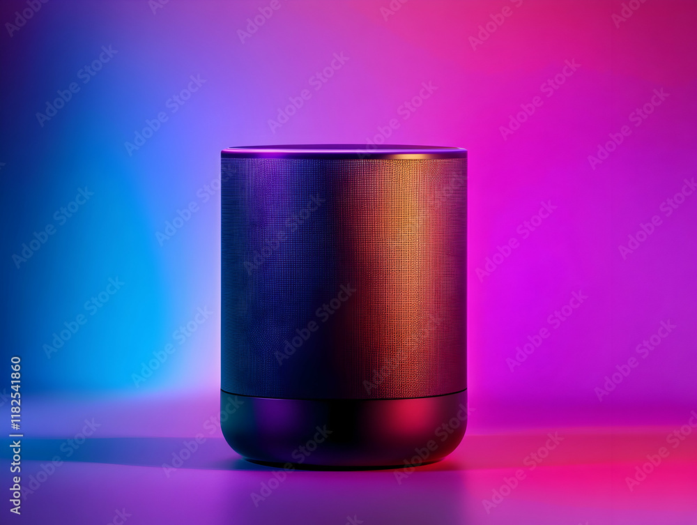 Modern speaker with sleek design displayed against a vibrant background for a dynamic visual effect - Modern speaker with sleek design displayed against a vibrant background for a dynamic visual effect -