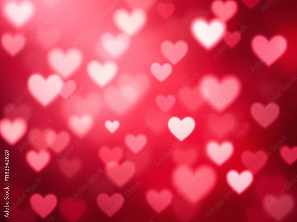 Blurred pink and red background with glowing hearts. Blurred pink and red background with glowing hearts.